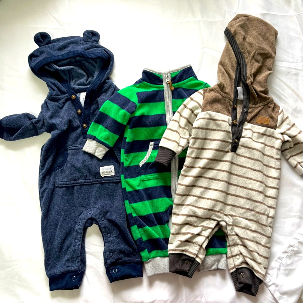 Carter’s Fleece Jumpsuits Lot Bundle Baby Boy Size 3 months